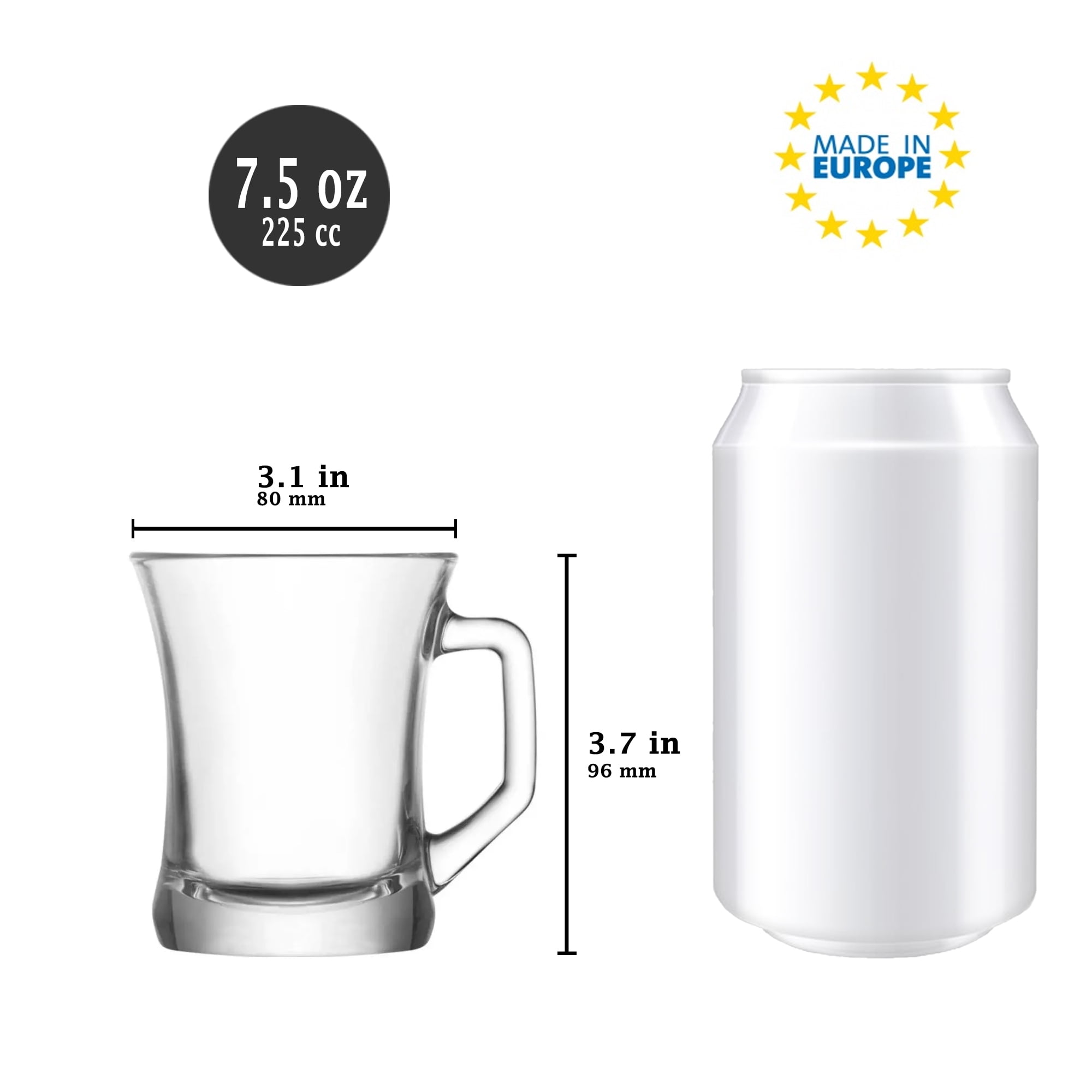 Set of 6 LAV Glass Coffee Mugs