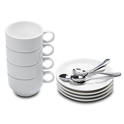 Aozita Stackable Espresso Cups with Saucers