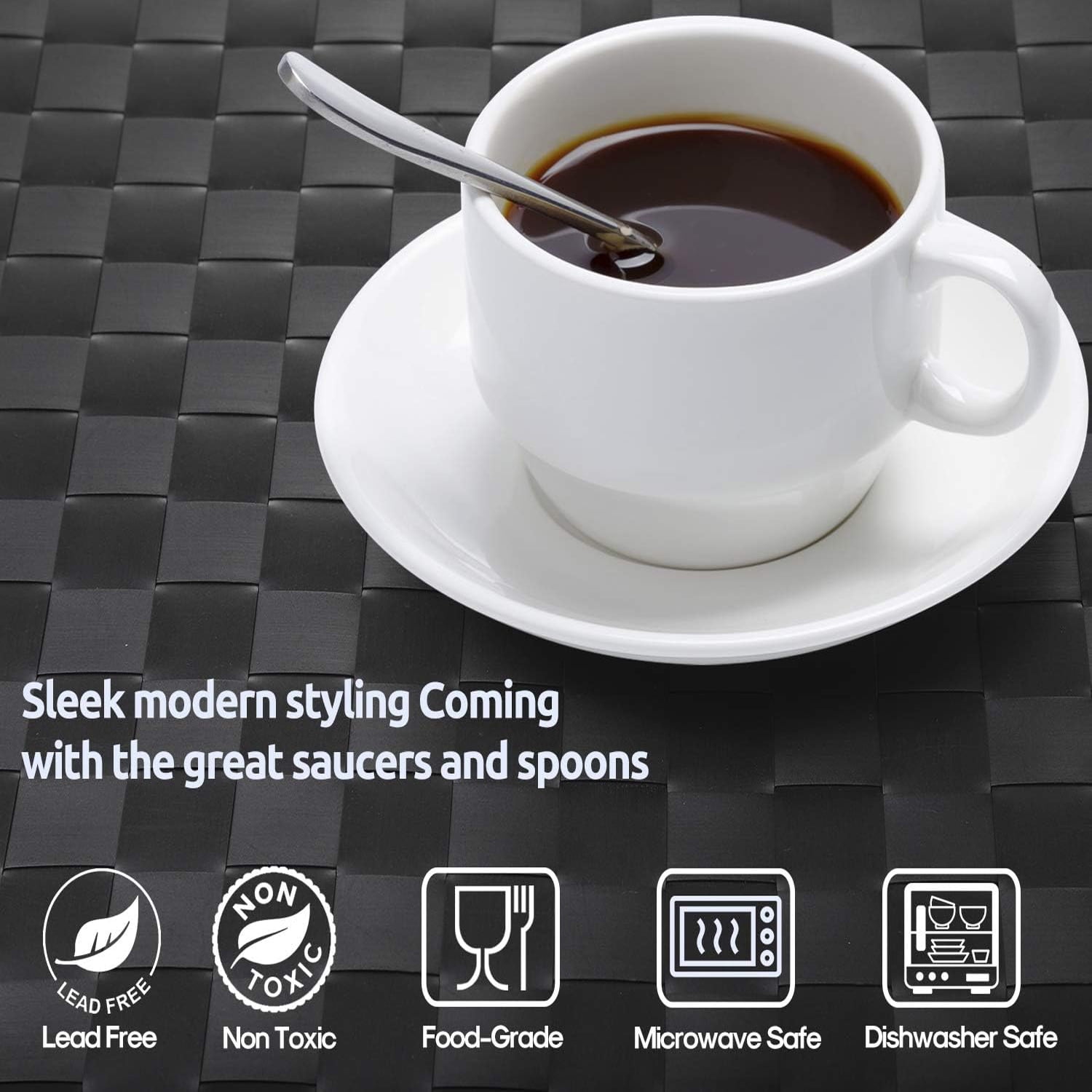 Set of 6 Stackable Ceramic Coffee Mugs