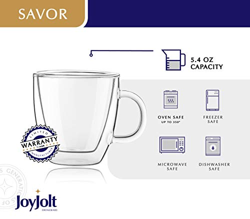 JoyJolt Savor Double Wall Espresso Mug Set