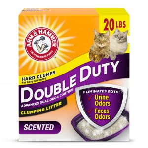 ARM & HAMMER Double Duty Cat Litter, Advanced Odor Control Clumping Cat Litter, Scented, 20 lbs