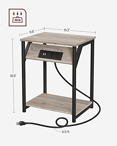 VASAGLE Charging Side Table with USB Ports and Outlets