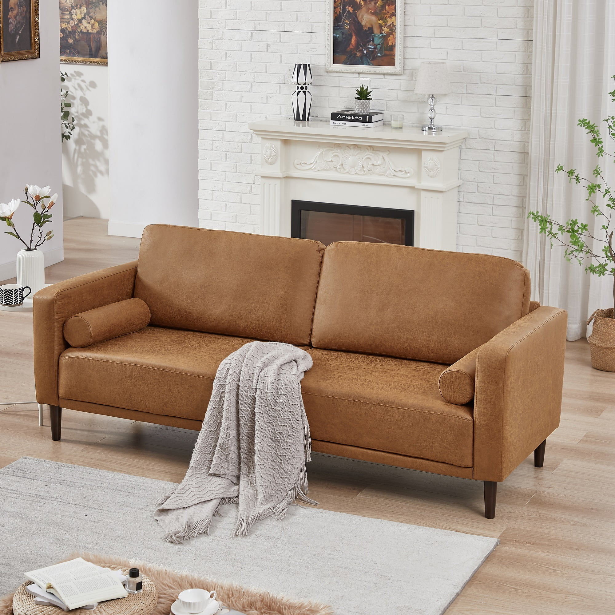 Homfa Modern 3-Seater Camel Sofa