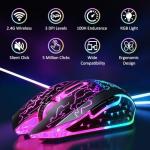 VersionTECH. Wireless Gaming Mouse, Rechargeable Computer Mouse Mice with Colorful LED Lights, Silent Click, 2.4G USB Nano Receiver, 3 Level DPI for PC Gamer Laptop Desktop Chromebook Mac -Black