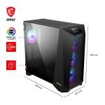 MSI MEG PROSPECT 700R Full Tower Gaming Computer Case 'Black, 4x 140mm ARGB Fans, 4.3'' Touch Panel, Vertical GPU Mount, USB Type-C, Tempered Glass, MSI Center, E-ATX, ATX, mATX, mini-ITX'