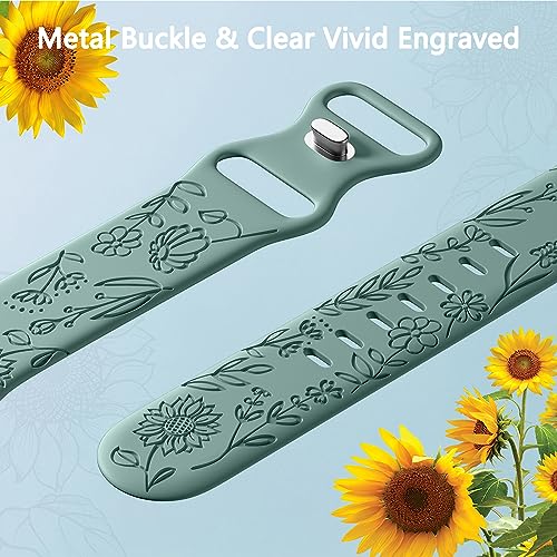 Floral Engraved Silicone Apple Watch Bands - 6 Pack