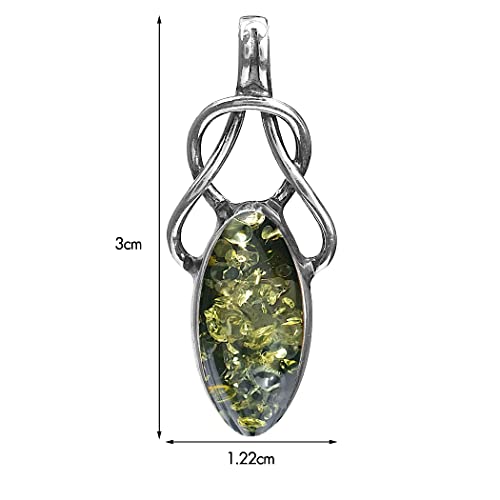 Green Amber Sterling Silver Celtic Pendant Necklace