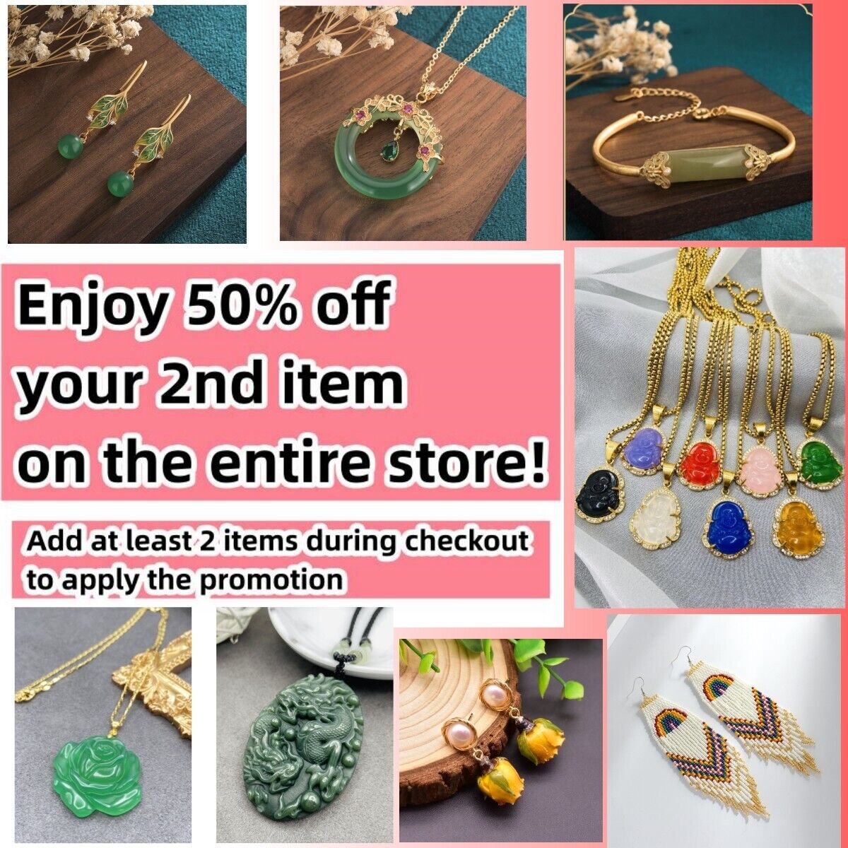 Green Jade and Citrine Charm Bracelet