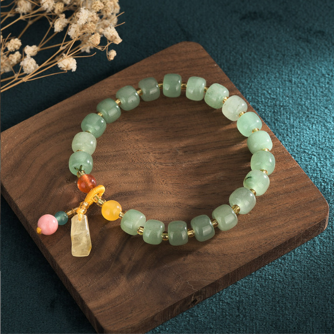 Green Jade and Citrine Charm Bracelet