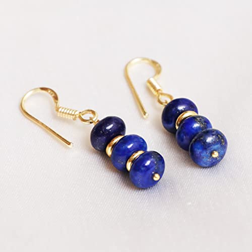 Gold Plated Lapis Lazuli Dangle Earrings for Women