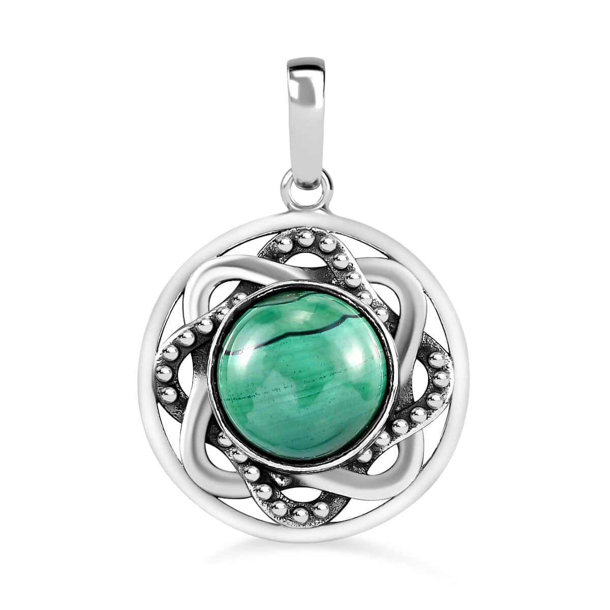 Silver Malachite Pendant Necklace for Her