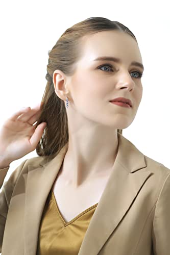 Tanzanite and White Topaz Sterling Silver Hoop Earrings