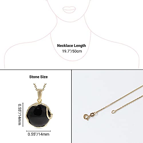 Black Onyx Large Pendant Necklace in Gold Plated Silver