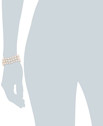 Three-Row White Freshwater Pearl Bracelet in Silver
