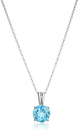 Swiss Blue Topaz Pendant Necklace in Silver