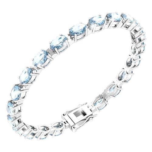 Classic 925 Sterling Silver Oval Gemstone Bracelet