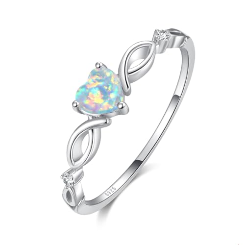 Heart Opal Sterling Silver Engagement Ring for Her