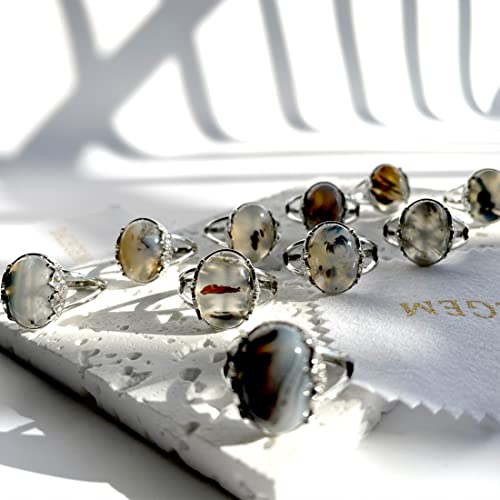 Yemeni Agate Flower Vine Silver Ring for Women