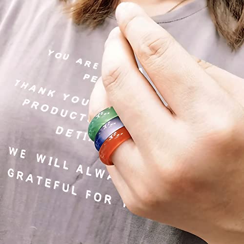 10Pcs Multi-Color Agate Band Rings for Women