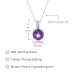 Sterling Silver Amethyst Birthstone Pendant Necklace 18