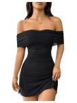 Floerns Women's Black Off-Shoulder Mini Dress