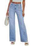 Sidefeel Women's Wide Leg Jeans High Waisted Stretchy Straight Leg Jeans Trendy Loose Fit Denim Pants Iceland Blue Size 6