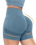 ATHVOTAR Workout Gym Biker Shorts Women: High Waisted Seamless Sports Running Butt Lifting Shorts Sets Black/Gray/Blue M