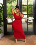 Mrskoala Plus Size Bodycon Maxi Dress - Red