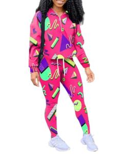EOSIEDUR Women's Two Piece Outfits Zip Tops Jacket and Elastic Waistband Pants Women Sweatsuit Tracksuit Sets, Colourful S