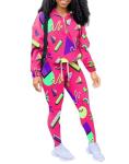 EOSIEDUR Women's Two Piece Outfits Zip Tops Jacket and Elastic Waistband Pants Women Sweatsuit Tracksuit Sets, Colourful S