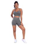 ATHVOTAR Workout Gym Biker Shorts Women: High Waisted Seamless Sports Running Butt Lifting Shorts Sets Black/Gray/Blue M