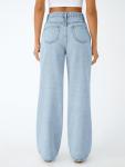 Trendy Queen Women's High Waisted Straight Wide Leg Jeans, Comfort Stretch Baggy Denim Pants SBlue 4