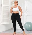 Plus Size Butt Lifting Leggings for Women with Pockets, Black Yoga Pants Tummy Control, Stretch Workout Leggings Soft Gym Clothes High Waist 2X