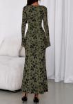 Floral Bodycon Maxi Dress with Long Sleeves