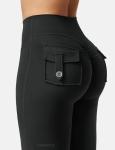 YEOREO CoreFlex Flare Leggings with Pockets for Women Scrunch Workout Leggings Butt Lifting Gym Yoga Pants Black