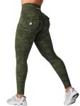 YEOREO Leggings with Pockets for Women Charm Scrunch Workout Leggings V Cross Waist Butt Lifting Gym Yoga Pants Army Green Camo M