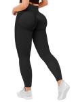 Buauty Scrunch Butt Lifting Leggings for Women Workout High Waisted Tummy Control Seamless Booty Gym Shark Athletic Yoga Pants Active Compression Fitness Running Tights Sports Set Black