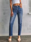 Sidefeel Jeans for Women Trendy 2024 High Waisted Straight Leg Raw Hem Denim Pants with Pockets Sky Blue Size 10