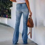 Bootcut Jeans for Women Trendy High Waisted Boyfriend Denim Pants Lounge Stretchy High Rise Elastic Waist Denim Pants Streetwear Curvy Bell Bottom Trousers Boot Cut Jeans for Woman Light Blue M
