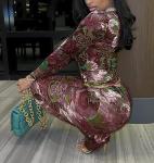 acelyn Women Sexy Two Piece Outfits Mesh Printed Bodycon Flared Pants Sets Club Going Out Birthday Outfits