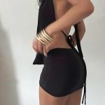 YOUFE Womens Sexy Club Outfit Backless Deep V Top Bodycon Shorts Set Y2K Party 2 Piece Clubwear for Women