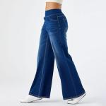 Baggy Sweatpant Jeans Women Wide Leg Pull On Stretchy Plus Size Denim Trousers Casual Relaxed Fit High Waisted Boyfriend Jeans Curvy Woman Straight Leg Barrel Pants Cute Y2k Teen Girl Clothes Blue