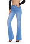 FLYING BANANA Women's High Waisted Butt Lifting Stretch Bootcut Jeans (Light Blue, 12)