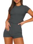Sampeel Workout Sets for Women Slim Fit Pilates 2 Piece Summer Outfits Grey S
