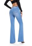 FLYING BANANA Women's High Waisted Butt Lifting Stretch Bootcut Jeans (Light Blue, 12)