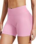 VOYJOY Women Workout Impact Shorts 2.5"/ 3.6"/ 4.5"/ 6" Scrunch Butt Lifting Gym Seamless Booty Biker Shorts Pink