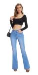 FLYING BANANA Women's High Waisted Butt Lifting Stretch Bootcut Jeans (Light Blue, 12)
