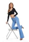 FLYING BANANA Women's High Waisted Butt Lifting Stretch Bootcut Jeans (Light Blue, 12)