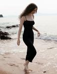 PUMIEY Maxi Dress for Women Long Dresses Bodycon Dresses Summer Slip Dress Jet Black Small