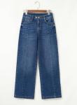 Sidefeel Women's Wide Leg Jeans High Waisted Stretchy Front Seam Denim Pants Size 10 Blue